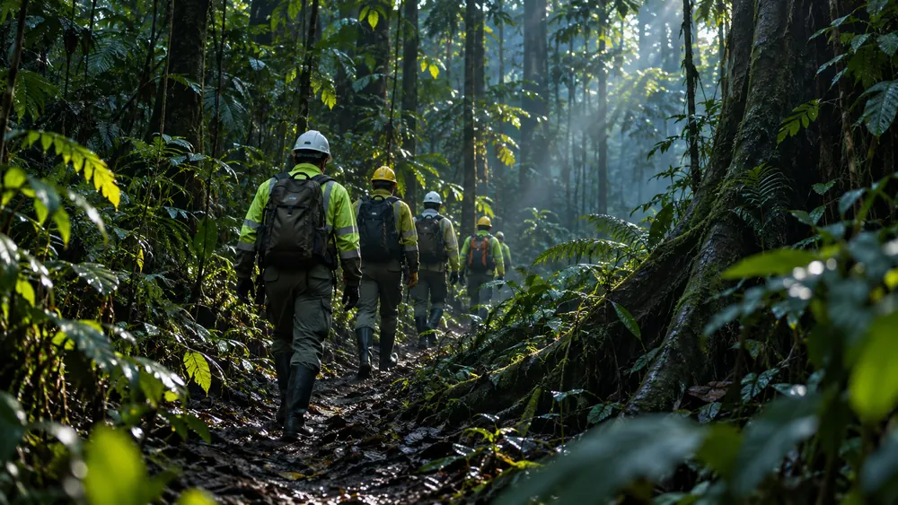 Equipe técnica da Rhema em operação de manejo florestal na Amazônia